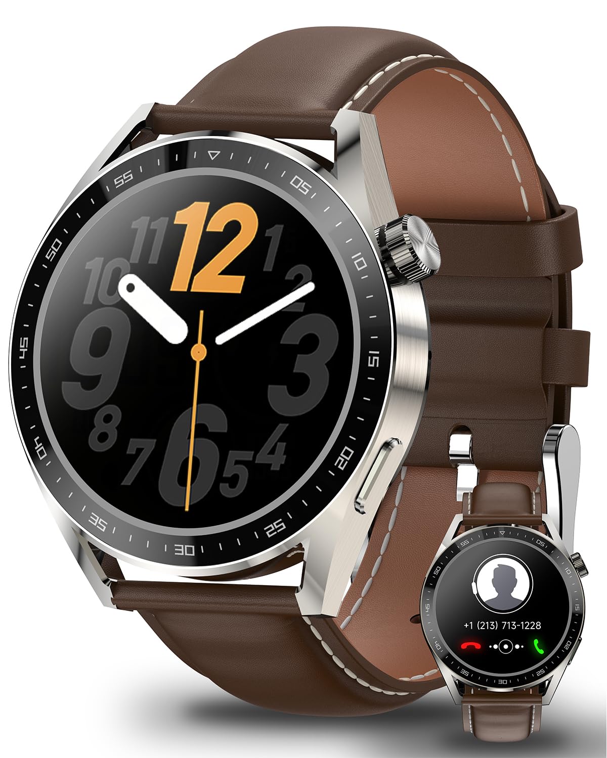aigo Smart Watch for Men WomenBluetooth Calling11+ Exercise ModesHealth Fitness Tracker with Heart Rate Blood Oxygen MonitoringIP68 Waterproof Watches for iOS Android(Dual Straps)