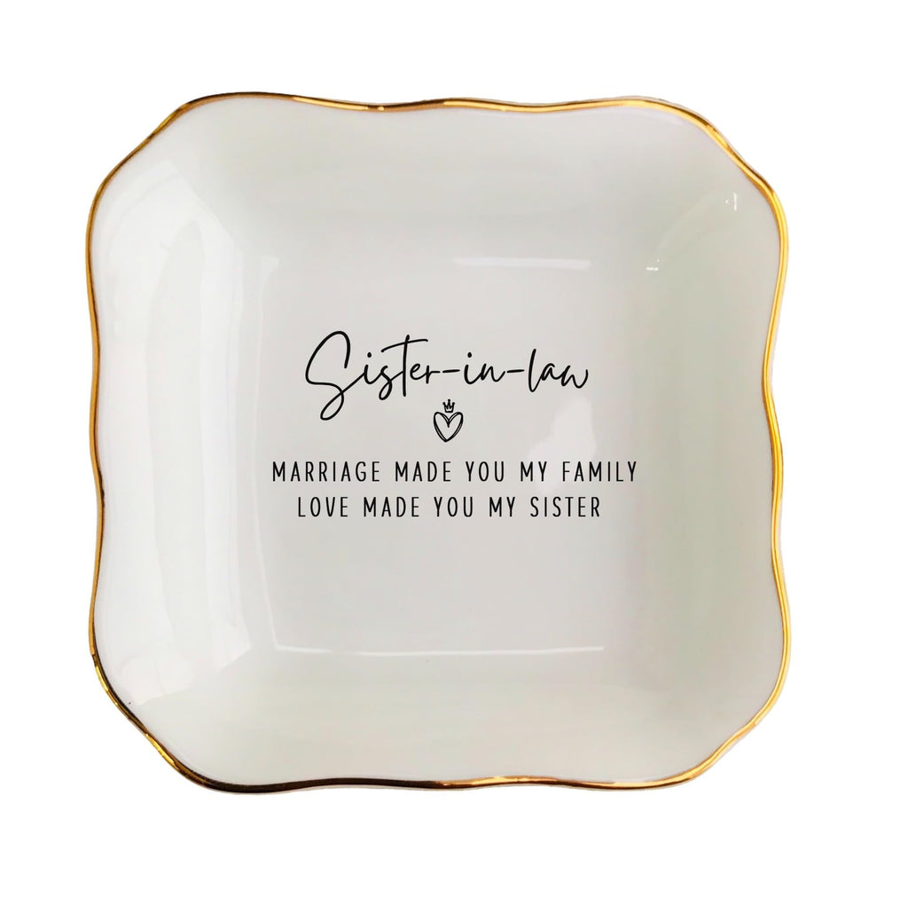 BAT TRANG Ceramic Ring Dish Marriage made you my family Jewelry DishGift for Sister-in-Law Gifts Sister of the Groom Gifts Birthday Gifts Christmas Gifts Sister In Law Gifts Wedding Gifts