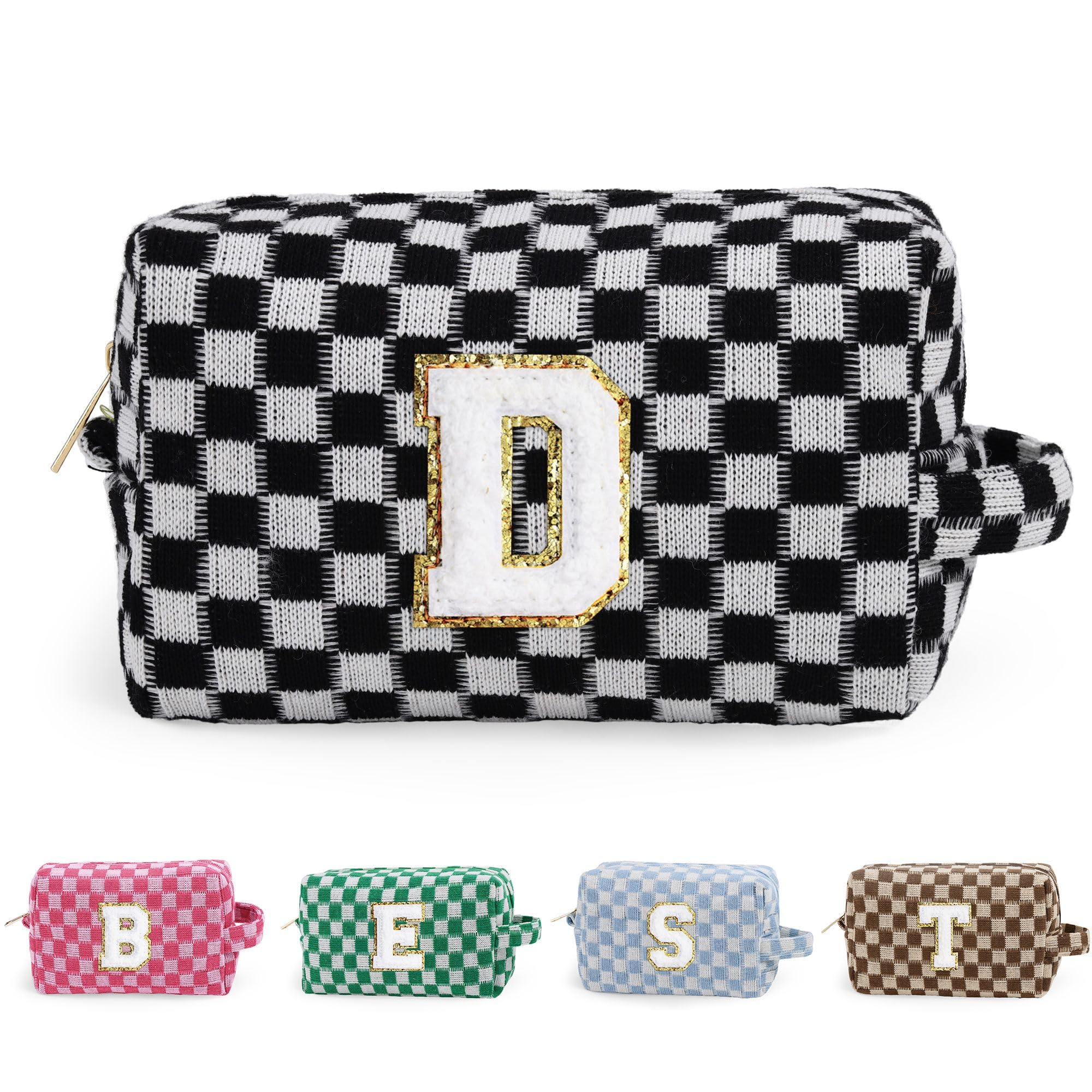 YOOLIFE Gifts for Sister - Birthday Gifts for Sister Sister Gifts Sister Gifts from Sister Sister Birthday Gifts Unique Sister In Law Gifts Cute Initial Makeup Bag Travel Bag Girl Black D
