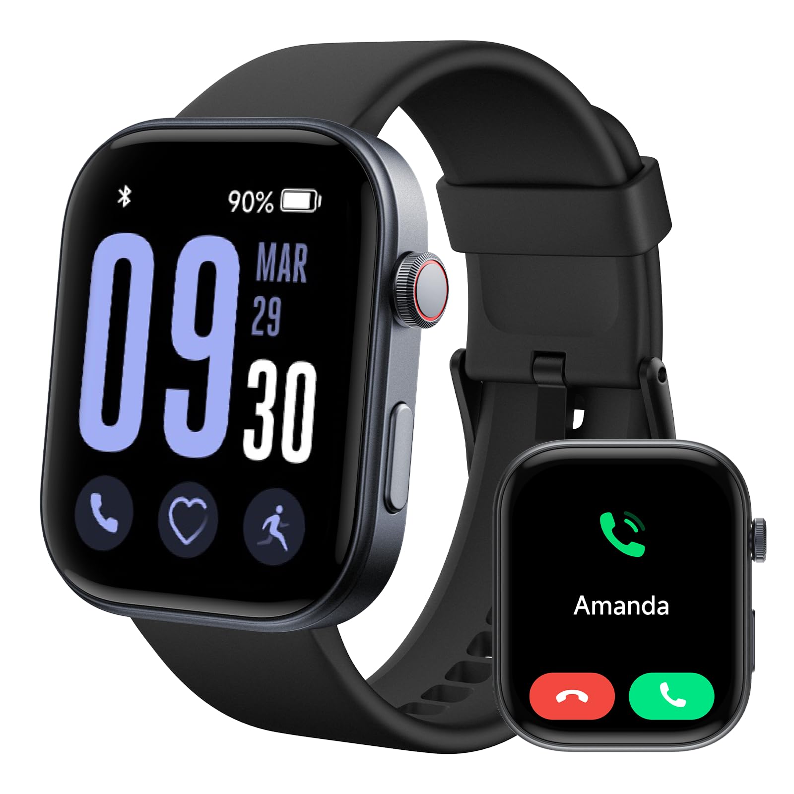 Smart Watches for Men/Women for Android iPhone 1.99" AMOLED Screen Fitness Watch with Bluetooth Call (Make/Answer) Heart Rate/SpO2/Sleep Monitor 3ATM Waterproof 12 Days Battery 105 Sport Modes