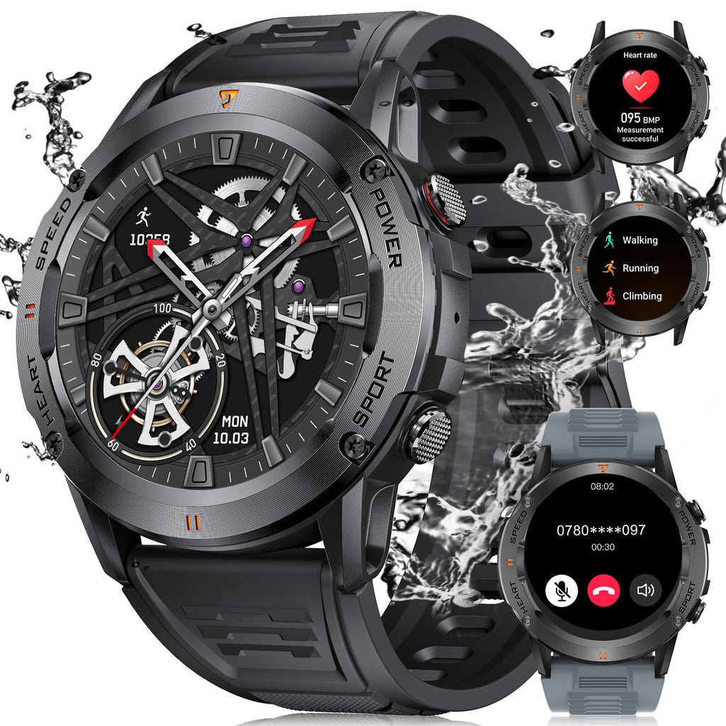 LIGE Smart Watches for Men1.39" IPS Screen Fitness Tracker Watch with 126+ Sports Modes/IP68 Waterproof/400mAh BatteryHeart Rate/SpO2/Sleep MonitorRugged Smartwatch for Android iOS