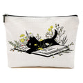 Cat Gifts for Women Book Lovers Gifts Cat Makeup Bag Cat Lover Gifts for Women Cat Owner Wife Cat Mom Gifts Floral Cosmetic Bag Book Gifts Toiletry Bag Christmas Thanksgiving Birthday Gifts
