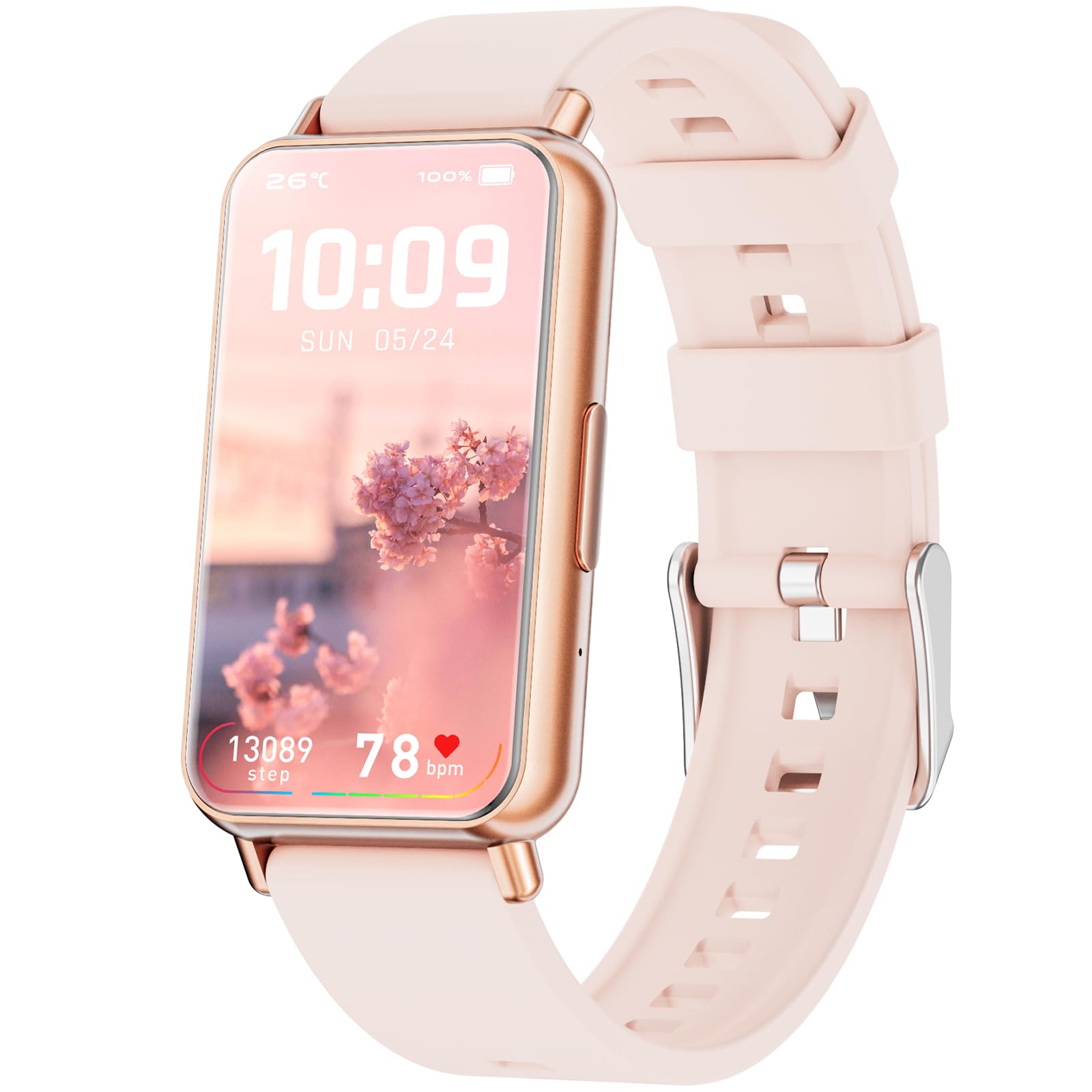 Smart Watch for Android iOS Phones1.47 inch Full Touch Screen Fitness Tracker with Heart Rate & Blood Oxygen Monitoring IP68 Waterproof Smart Watches for Men Women (Pinks)