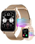 Smart Watch for Women Fitness Tracker: Smartwatch for Samsung iPhone Compatible 1.96" Screen Smart Digital Watches for Android/iOS Phones Answer/Make Call with Smart Light(Gold)