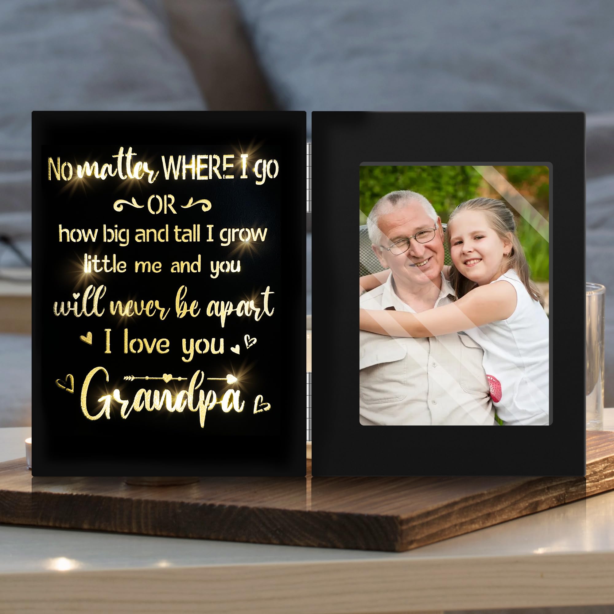 ARIDUR Grandpa Gifts Gifts for Grandpa Grandpa Birthday Gifts from Grandkids Great Grandpa Gifts Best Grandpa Gifts Black Glowing 4x6 Grandpa Picture Frame for Wall/Tabletop