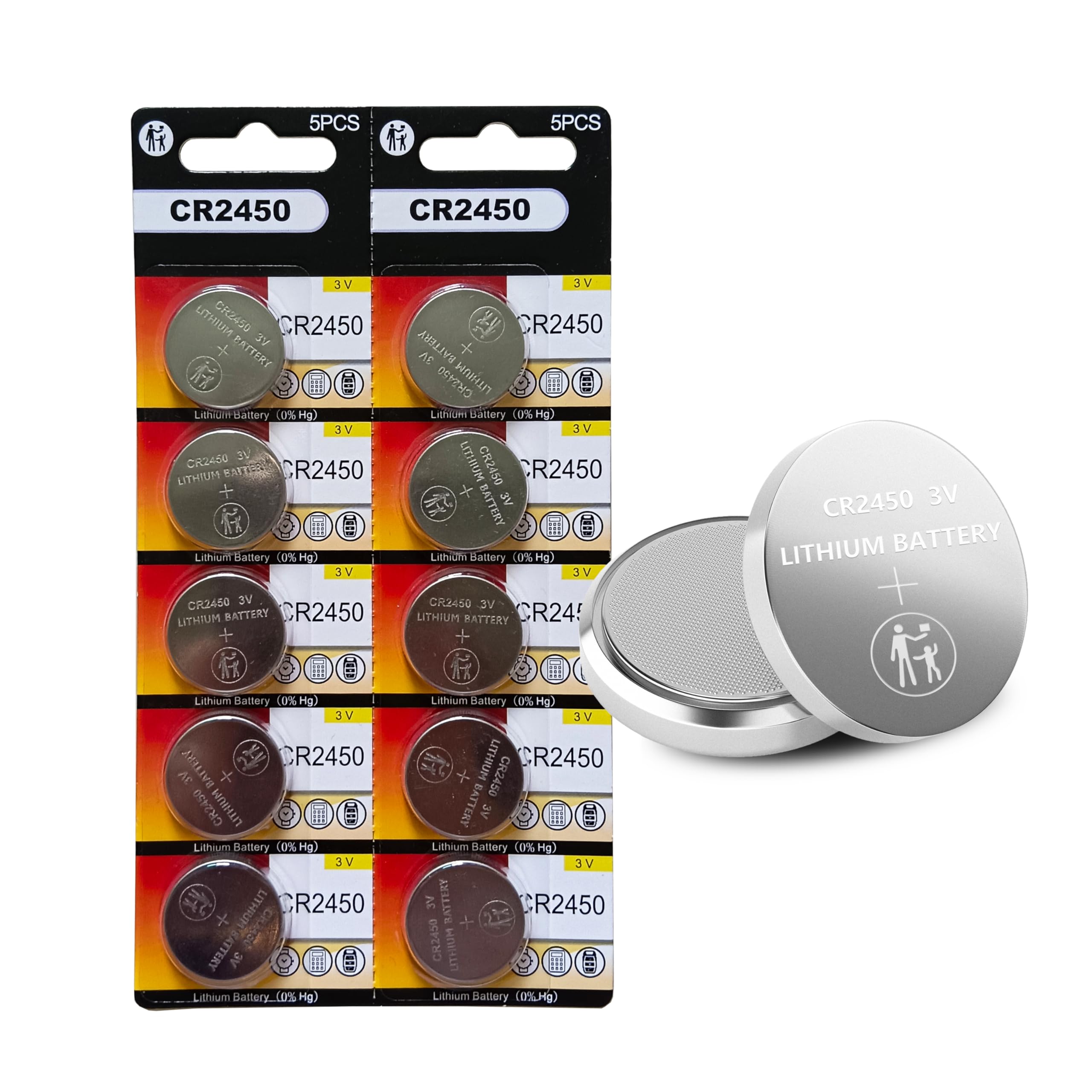 JOXIYECLTL CR2450 Button Cell Batteries 3V Lithium Batteries CR2450 for Watches Calculators and Remote Control Toy (10 Pack)
