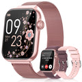 Smart Watches for WomenFitness Tracker Smartwatch for Android Phones/iPhone Compatible1.85" Womens Watch with Blood Pressure MonitorCalls and Messages/Heart Rate/Sleep/Female Cycle(3 Watch Bands)