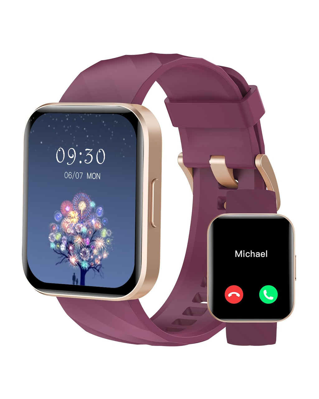 RUIMEN Smart Watches for Women Men (Answer/Make Calls) Compatible with iPhone/Android Phones 1.85" HD Screen Fitness Tracker Heart Rate Monitor 100+ Sports Tracker Watch Waterproof (Purple)