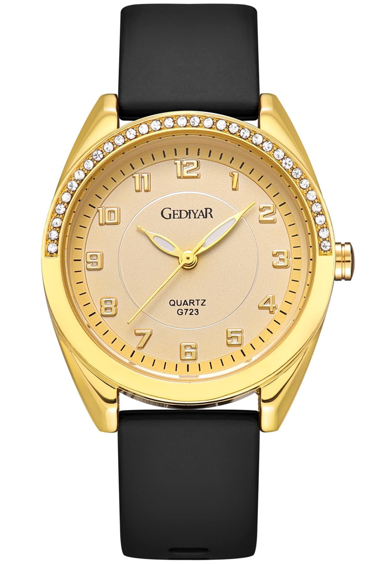 EAJOMIN Waterproof Analog Womens Watch for Nurses Nursing LadyStudentswith Easy Read DialSecond Hand Soft Silicone Band Quartz Female Dress Wrist Watches (G723 Gold)