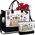 Aunt Gifts from Niece Nephew Auntie Gifts Aunt Valentines Day Gifts for Auntie Best Aunt Ever Gifts Aunt Birthday Gifts for Auntie Mothers Day Gifts for Aunt - Auntie Canvas Tote Bag & Makeup Bag